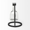 8" Clear and Black Glass and Metal Abstract Cylinder Table Vase