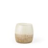 7" Creamy White and Gold Ombre Striped Long Glass Vase