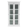 75" White Wood and Glass Double Door Storage Cabinet