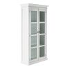 75" White Wood and Glass Double Door Storage Cabinet