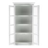 75" White Wood and Glass Double Door Storage Cabinet
