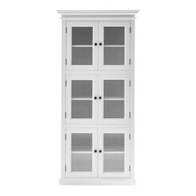 35" White Solid Wood Frame Standard Accent Cabinet With Six Shelves