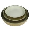 Set of Three Gold and Beige Metal Round Trays