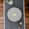 6" White and Gold Heart Inlay Round Marble Serve Board