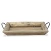 Deep Wooden Tray with Metal Handles