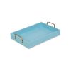 16" Light Blue Wooden Tray with Gold Handles