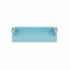 16" Light Blue Wooden Tray with Gold Handles