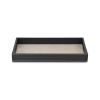 Black and Cream Faux Leather and Linen Serving Tray