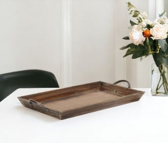 19" Brown Aluminum Indoor Outdoor Tray With Handles