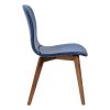 Set of Two Blue Faux Leather and Walnut Dining or Side Chairs