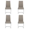 Set of Four Beige Faux Faux Leather Long Back Cantilever Chairs