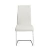 Set of Four White Faux Faux Leather Long Back Cantilever Chairs