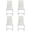 Set of Four White Faux Faux Leather Long Back Cantilever Chairs
