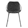 Set of Two Leaf Dark Gray Fabric and Black Dining Chairs