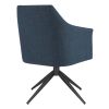 Dark Teal Blue Fabric and Black Swivel Armchair