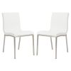 Set of Two Minimalist White Faux Faux Leather Chairs