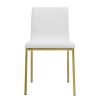 Set of Two Minimalist White Faux Faux Leather and Gold Chairs