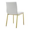Set of Two Minimalist White Faux Faux Leather and Gold Chairs