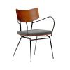 Set of Two Gray And Black Upholstered Fabric Open Back Dining Arm Chairs