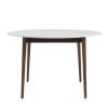47" White And Brown Rounded Dining Table
