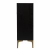 Modern Rustic Black Gold and Faux Rattan Bar Cabinet