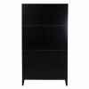 Rustic Black and Light Bamboo Tall Buffet Cabinet