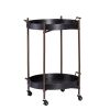 29" Black Manufactured Wood And Iron Round End Table