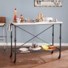 Black and White 49" Rolling Kitchen Island With Storage