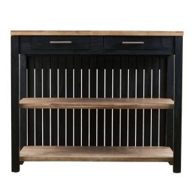 Black and Natural 44" Kitchen Island With Storage