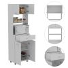 White Tall Pantry Cabinet with Two Storage Shelves