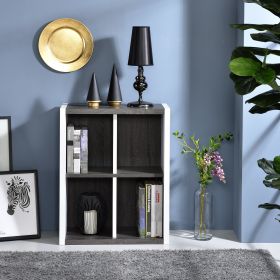 Modern Dark Gray and White Four Cube Storage Bookshelf