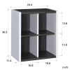Modern Dark Gray and White Four Cube Storage Bookshelf