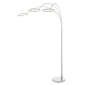 LED Three Ring Hong Kong  Arc Floor lamp // Chrome, Not Dimmable