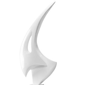 White Sail Floor Sculpture With White Stand, 70" Tall