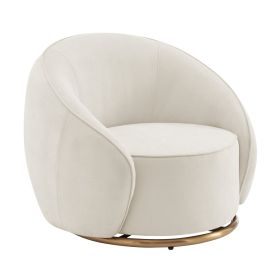 Ivory Swing Luxury Swivel Accent Chair // Ivory and Brushed Gold