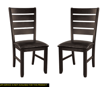 Contemporary Design Dark Oak Finish Wooden Side Chairs Set of 2pc Upholstered Dining Furniture