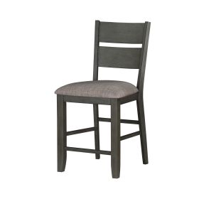 Transitional 2pc Set Wooden Counter Height Chairs Fabric Upholstered Ladder Back Dining Furniture