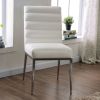 White Leatherette Metal frame 2pcs Side Chairs, Dining Room Furniture Plush Cushion Padded Seat Dining Chair Contemporary Style