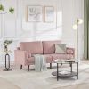 74'' Modern Love Seats Sofa Couch Furniture, Velvet Fabric Mid Century Couch for Living Room, Bedroom, Apartment/Easy, Tool-Free Assembly(Sofa, Pink)