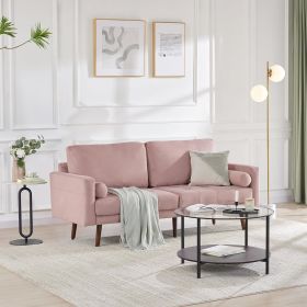 74'' Modern Love Seats Sofa Couch Furniture, Velvet Fabric Mid Century Couch for Living Room, Bedroom, Apartment/Easy, Tool-Free Assembly(Sofa, Pink)