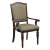 Dark Cherry Finish Armchairs Set of 2 Upholstered Seat and Back Nailhead Trim Wooden Furniture Armrest Chairs Set