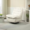 360° Swivel Recliner Adjustable Chair Chenille Glider Swivel Reclining Sofa Chair with Black Metal Round Base - Beige