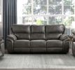 Plush Modern Design Living Room Reclining Sofa Gray Microfiber Upholstery Solid Wood Frame Furniture 1pc