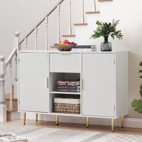 Storage cabinet Wave pattern 2 door With drawers buffets & sideboards for living room, dining room, bedroom , hall, white, 47.2''w x 15.8''d x 33.5''h