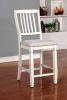 Dining Room Furniture Set of 2pcs Counter Height Chairs Antique White Solid wood Slats Back Light Gray Padded Fabric Seat Cushions
