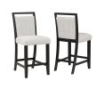2pc Farmhouse Counter Height Upholstered Dining Chair Stools Upholstered with Comfortable Gray Padded Fabric Black Finish Wooden Dining Room Furniture
