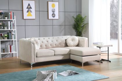 Glory Furniture Pompano G898B-SC Sofa Chaise ( 3 Boxes ) , IVORY