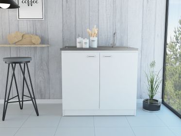 Brookeline Rectangle 2-Door Utility Sink and Cabinet White