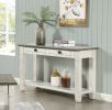 Rosy Brown and Antique White Finish 1pc Sofa Table with 2 Drawers Bottom Shelf Wooden Living Room Furniture