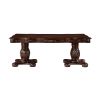 Traditional Style Dining Table with Extension Leaves Cherry Finish with Gold Tipping Double Pedestal Base Wooden Dining Furniture